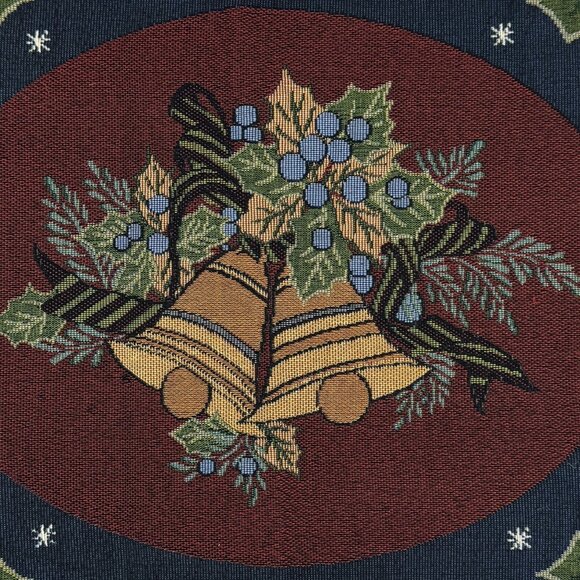 Vintage Set Of 4 Christmas Bell and Holly Tapestry Placemats Holiday 18"x12" - Picture 5 of 7